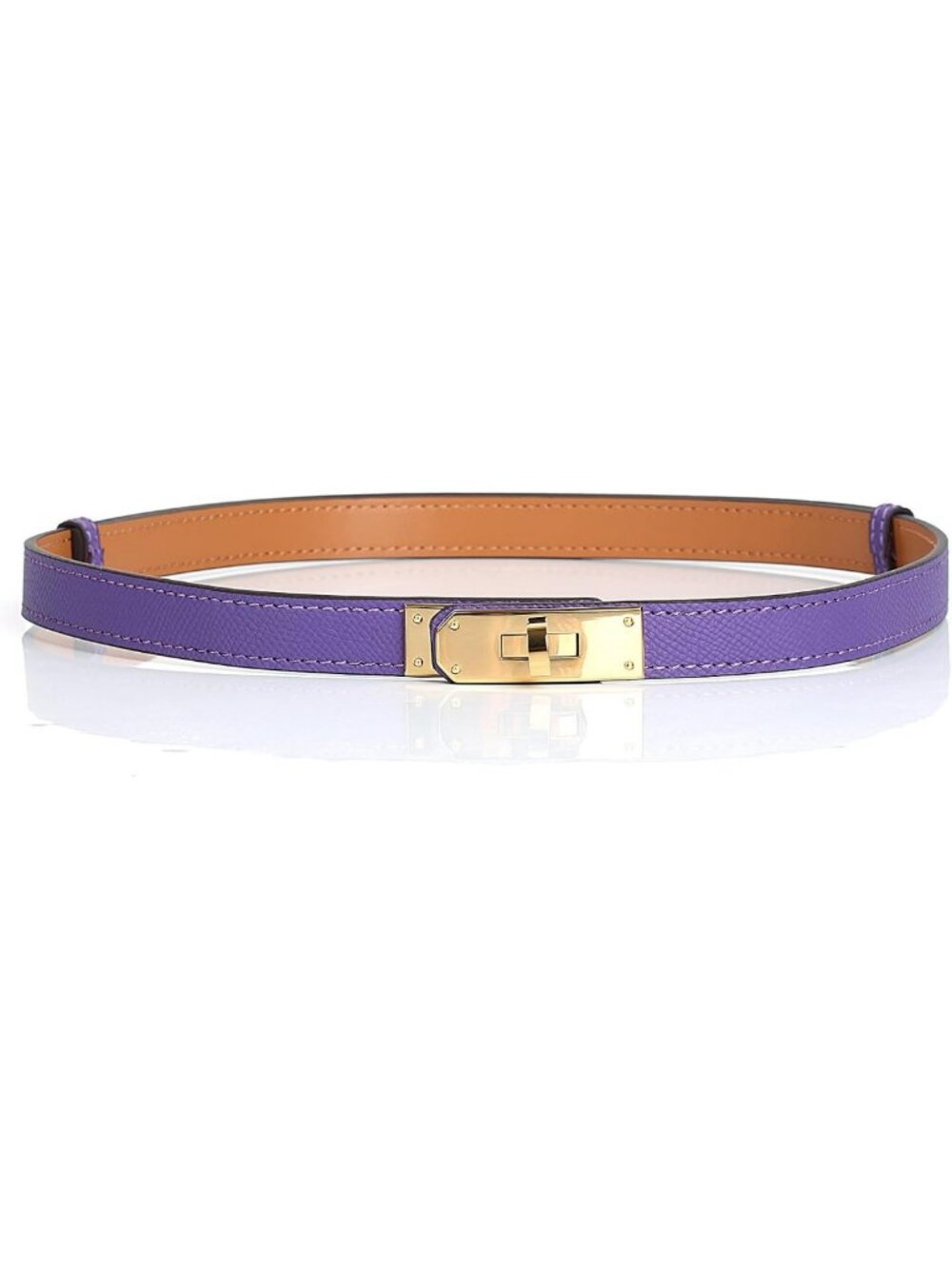 Stylish Women's Adjustable Skinny Leather Belt - Alloy Turn Lock, Perfect for